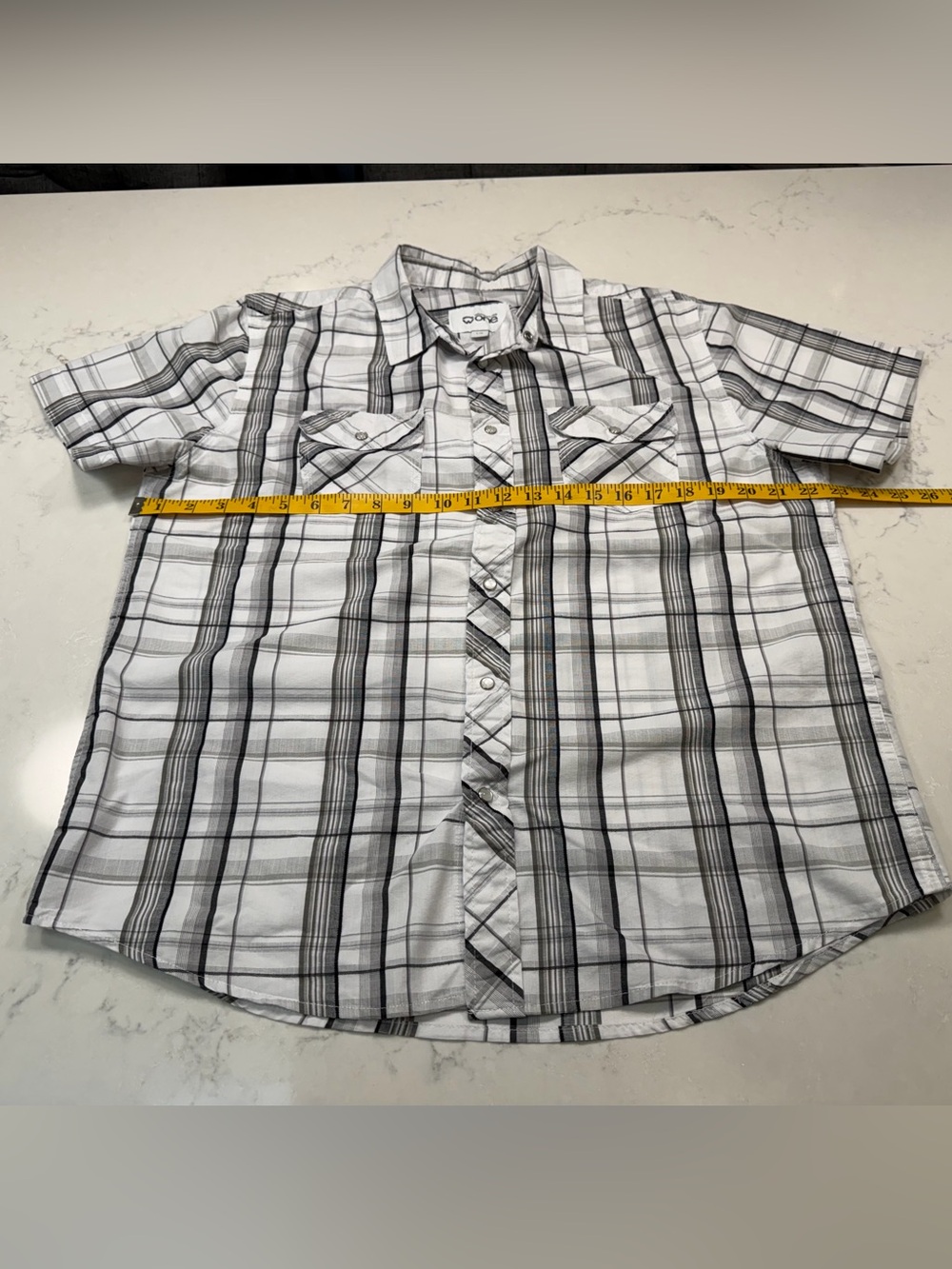 Warehouse One White & Gray Plaid Short-Sleeve Button-Up Shirt